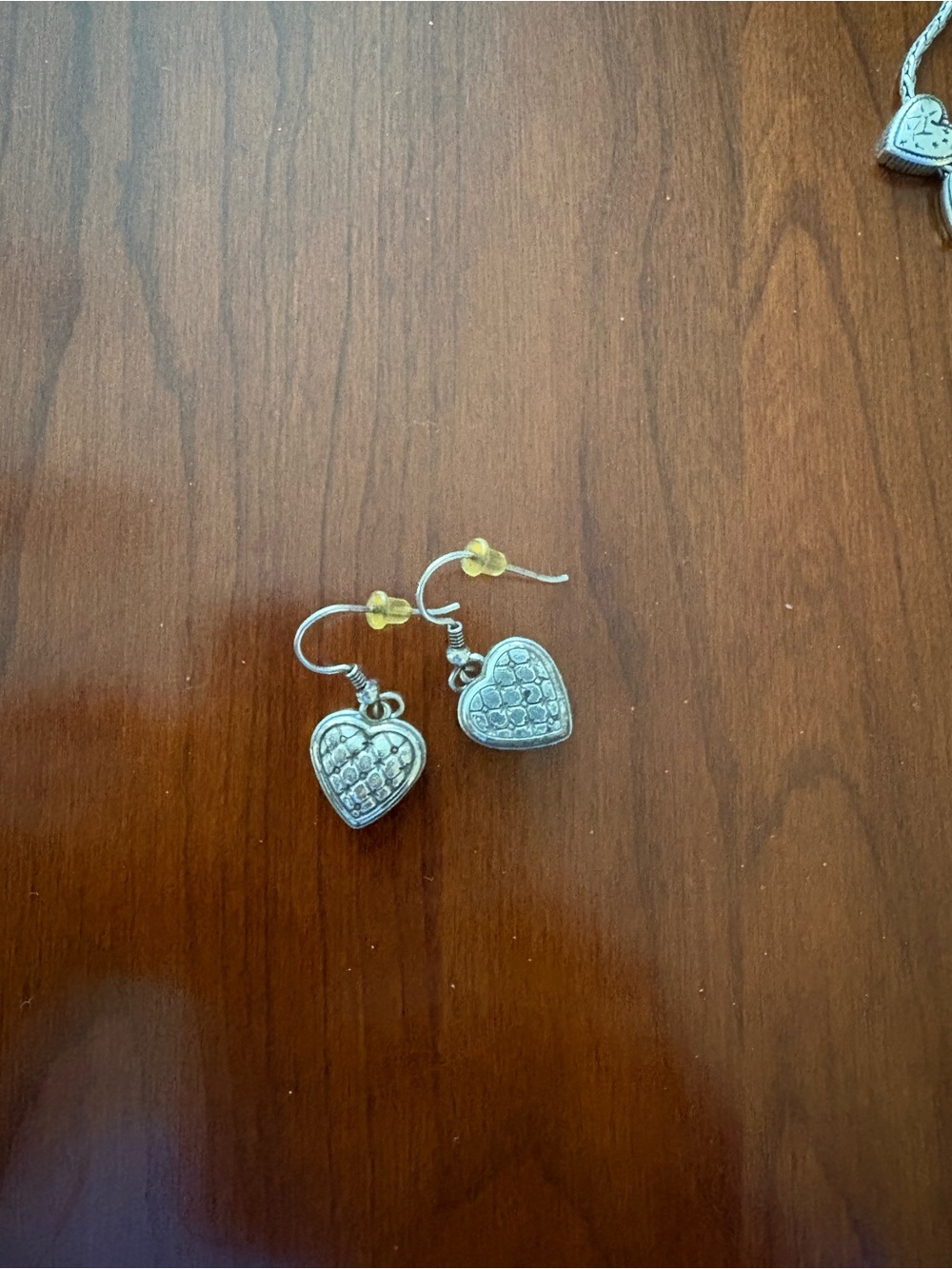 Brighton Silver Heart Charm Drop Earrings,necklace and bracelet. Tins included